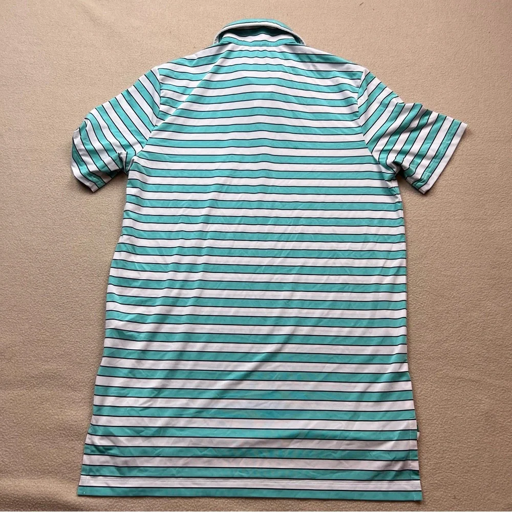 RLX Ralph Lauren Polo Shirt Mens Small Green White Striped Golf Performance - Picture 7 of 7